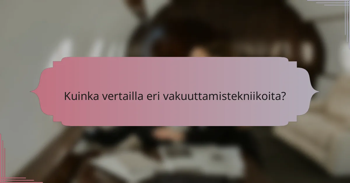 Kuinka vertailla eri vakuuttamistekniikoita?