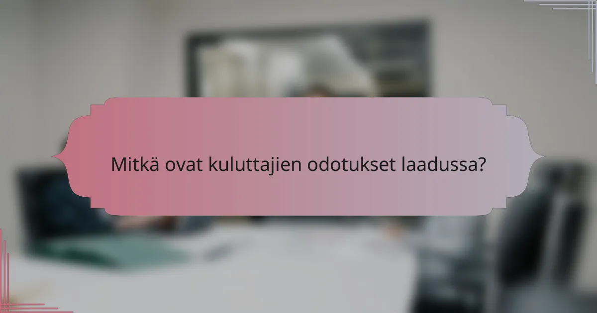 Mitkä ovat kuluttajien odotukset laadussa?