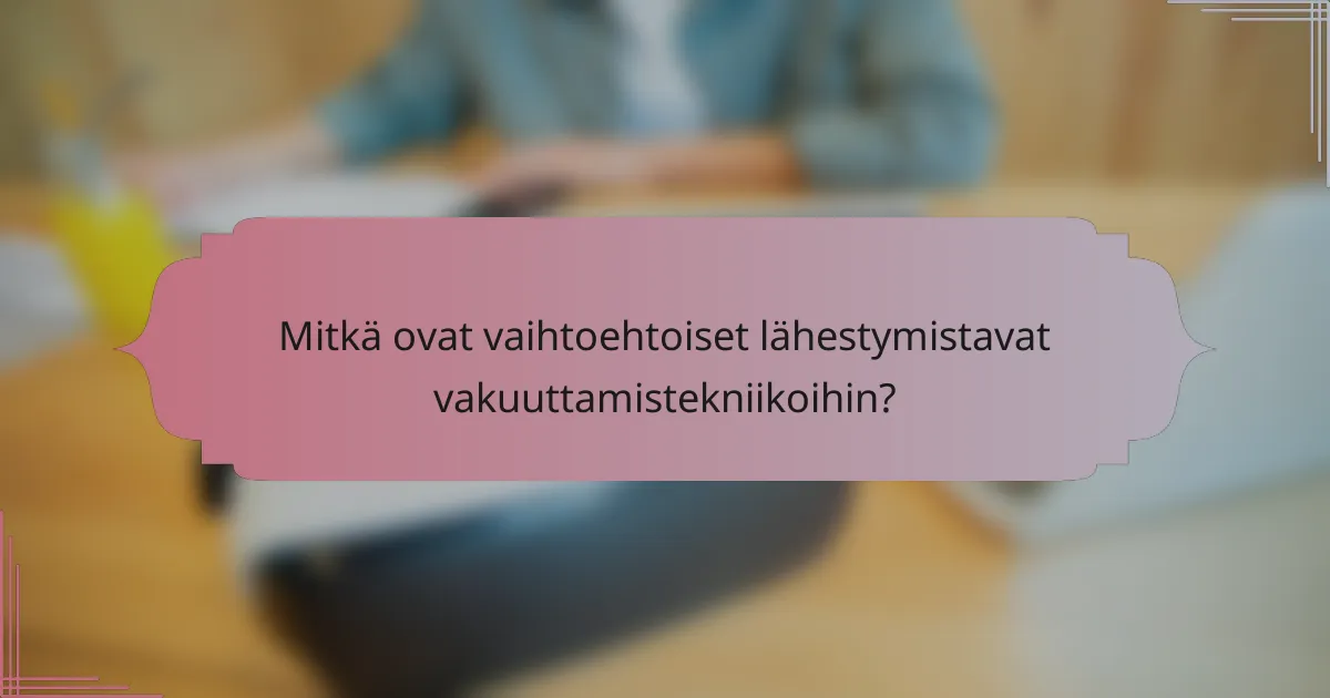 Mitkä ovat vaihtoehtoiset lähestymistavat vakuuttamistekniikoihin?