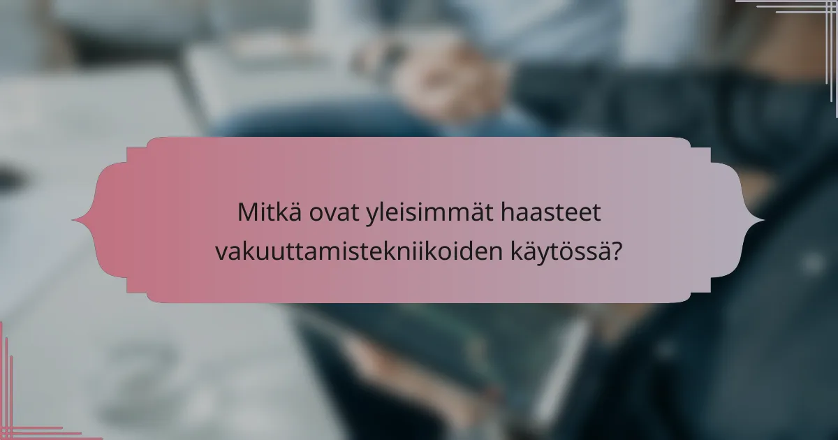 Mitkä ovat yleisimmät haasteet vakuuttamistekniikoiden käytössä?