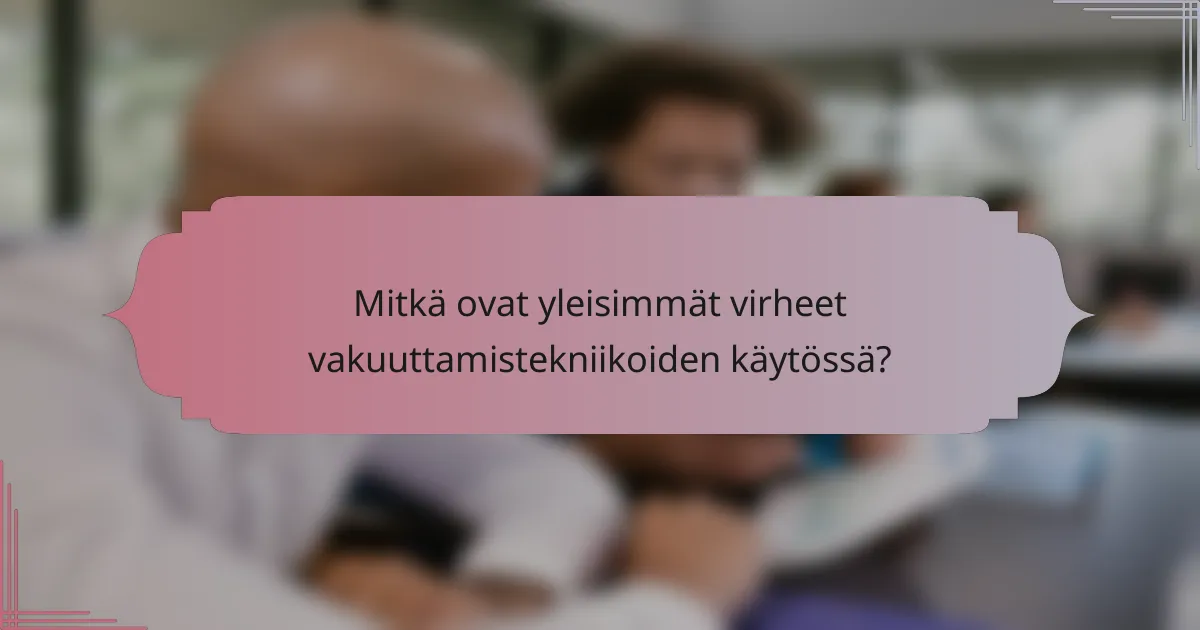 Mitkä ovat yleisimmät virheet vakuuttamistekniikoiden käytössä?